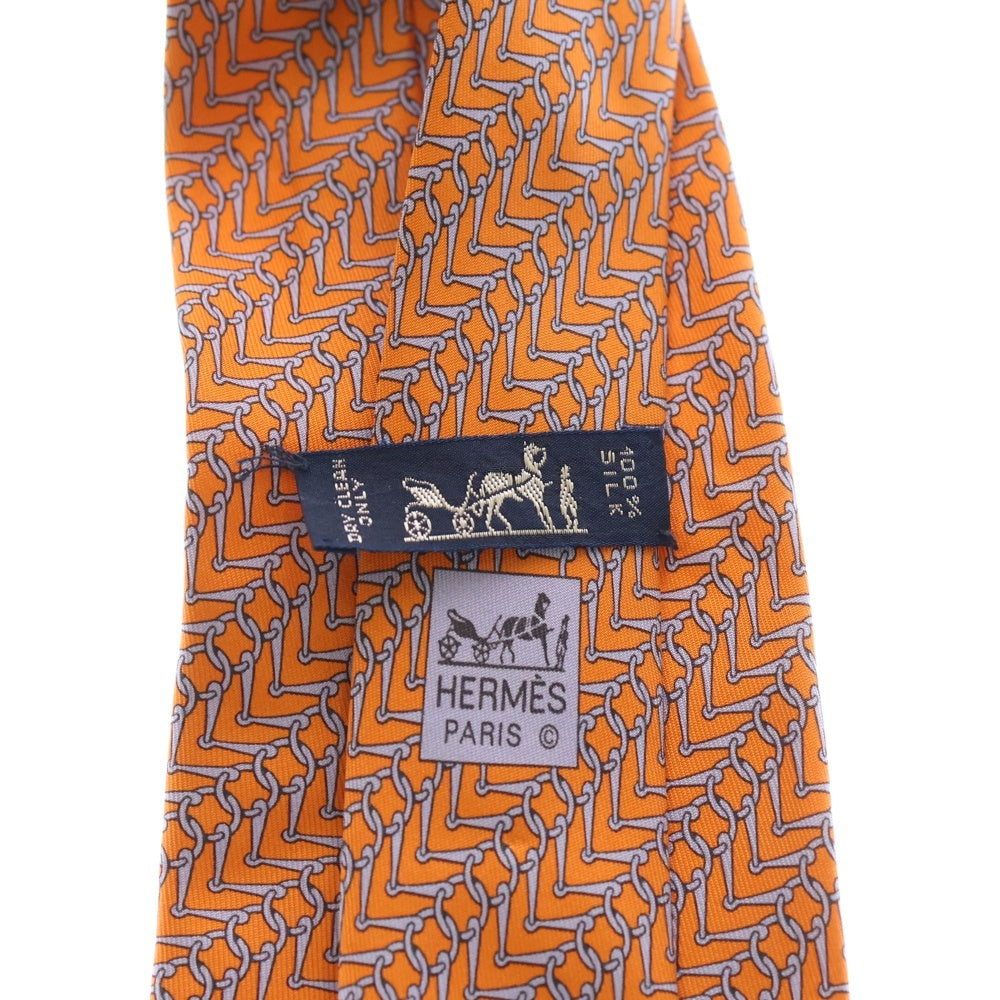 HERMES(エルメス) 総柄ロゴ シルク ネクタイ アクセサリー オレンジ