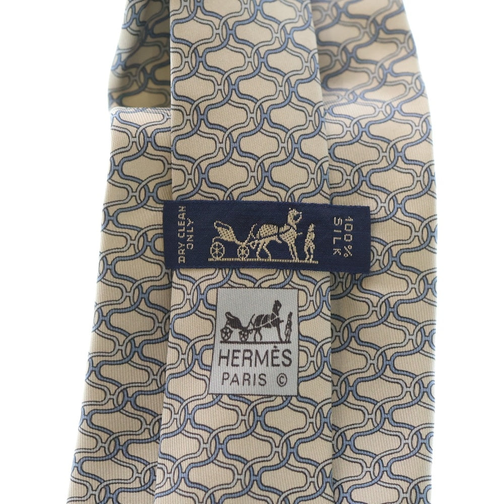 HERMES(エルメス) 総柄ロゴ シルク ネクタイ アクセサリー グレー