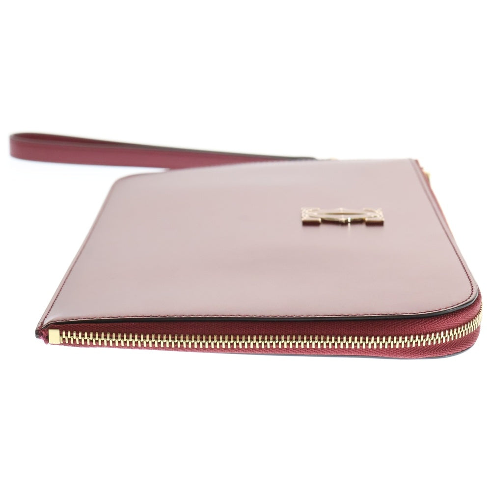 Cartier(カルティエ) ドゥーブルC ドゥ カルティエ フラップ付き クラッチバック ハンドバッグ ボルドー