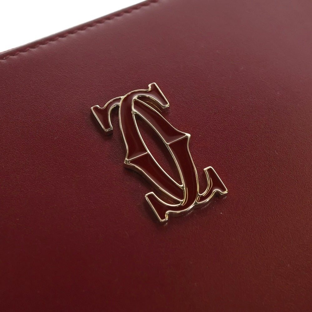 Cartier(カルティエ) ドゥーブルC ドゥ カルティエ フラップ付き クラッチバック ハンドバッグ ボルドー