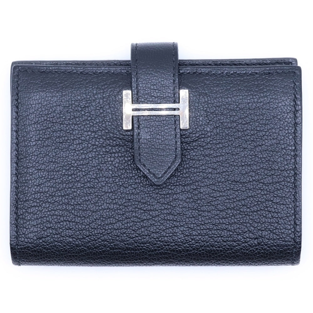 HERMES(エルメス) ベアン ミニ カードケース D刻印 シルバー金具 ブラック レディース