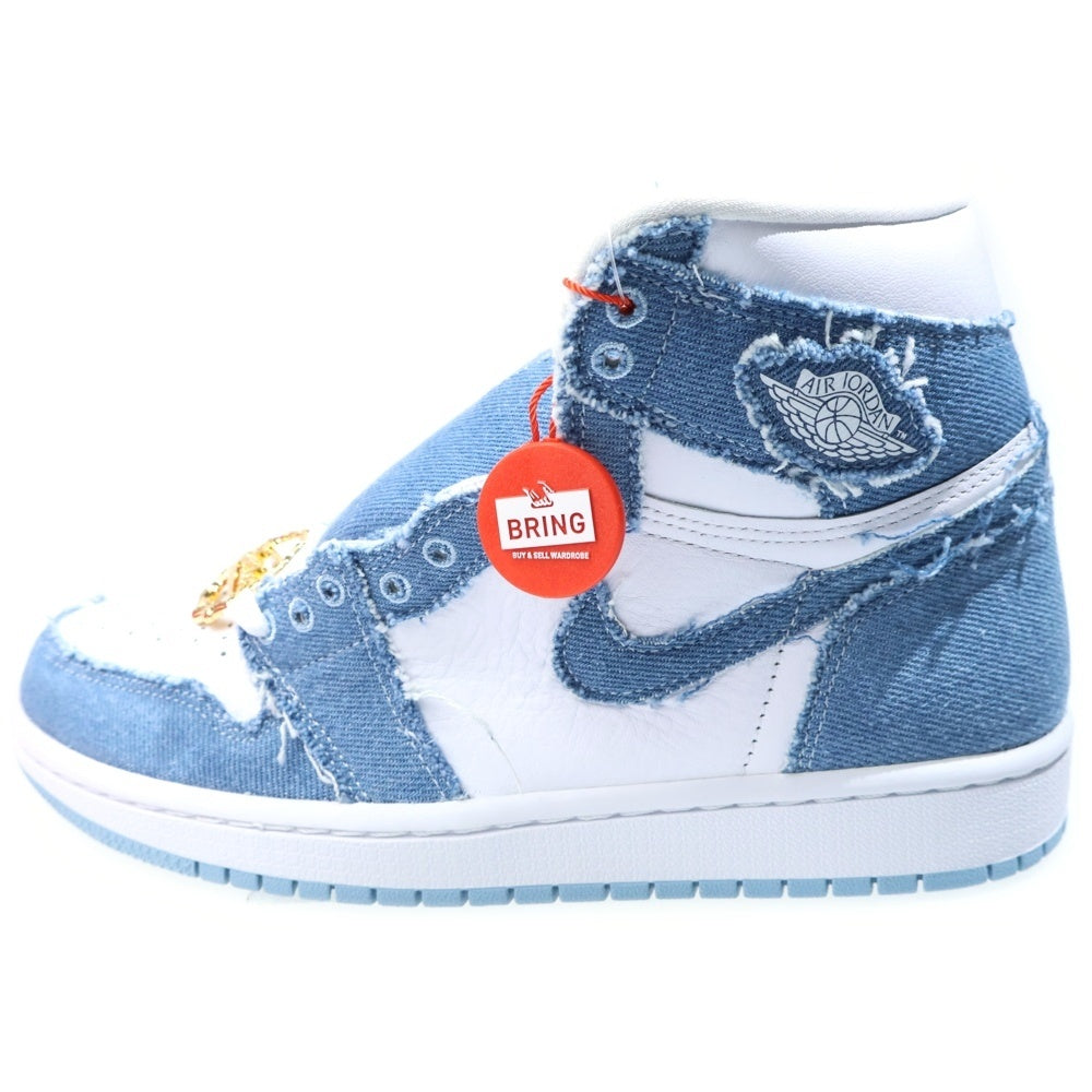NIKE(ナイキ) WMNS AIR JORDAN 1 HIGH OG DENIM ウィメンズ エアジョーダン1 OG デニム ハイカットスニーカー ホワイト/ブルー US8/25cm DM9036-104 レディース