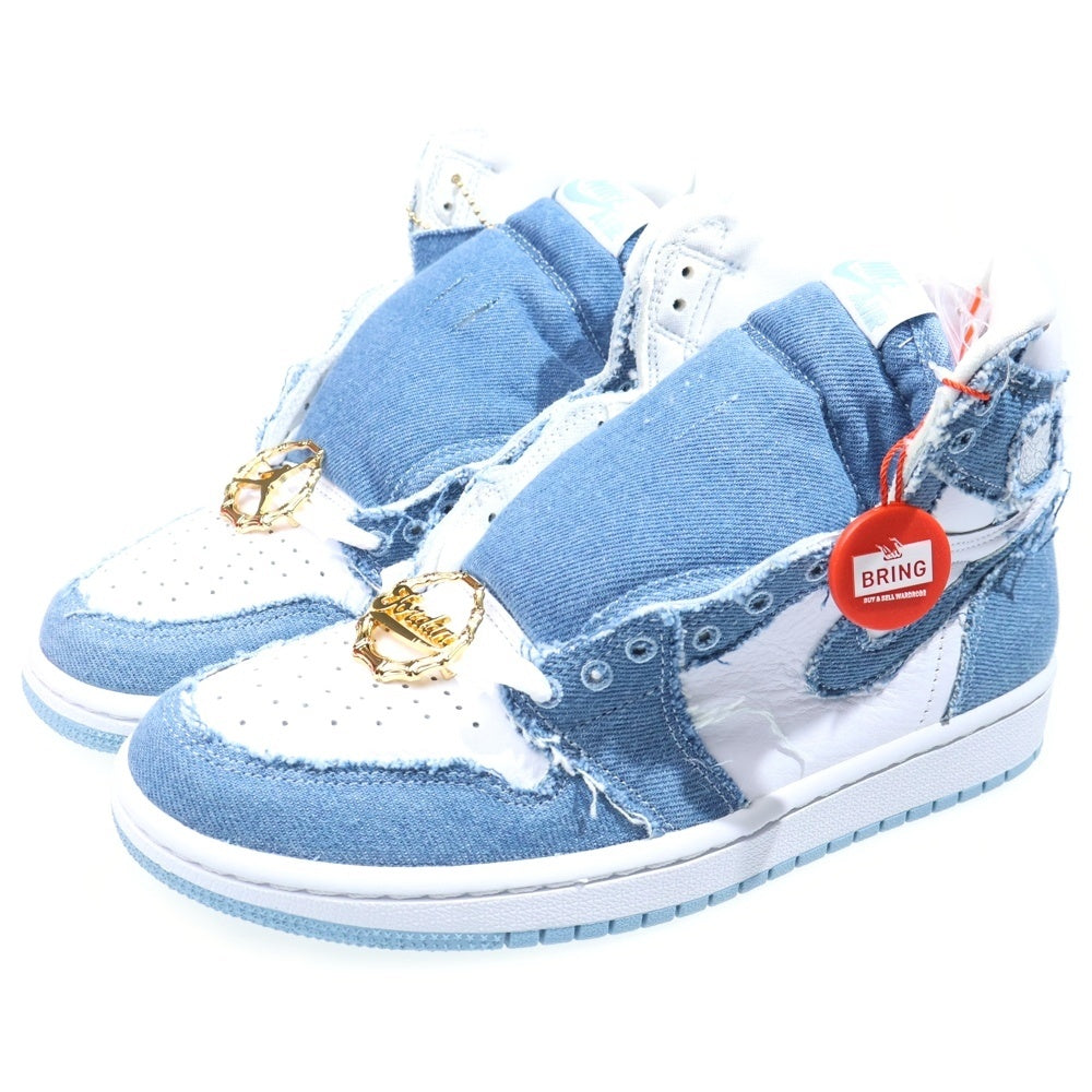 NIKE(ナイキ) WMNS AIR JORDAN 1 HIGH OG DENIM ウィメンズ エアジョーダン1 OG デニム ハイカットスニーカー ホワイト/ブルー US8/25cm DM9036-104 レディース