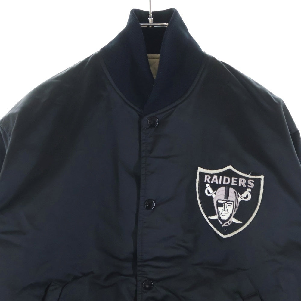 STAETER BLACK LABEL(スターターブラックレーベル) 90s NFL RAIDERS ライダース ヴァーシティージャケット 中綿入り サテン ブラック