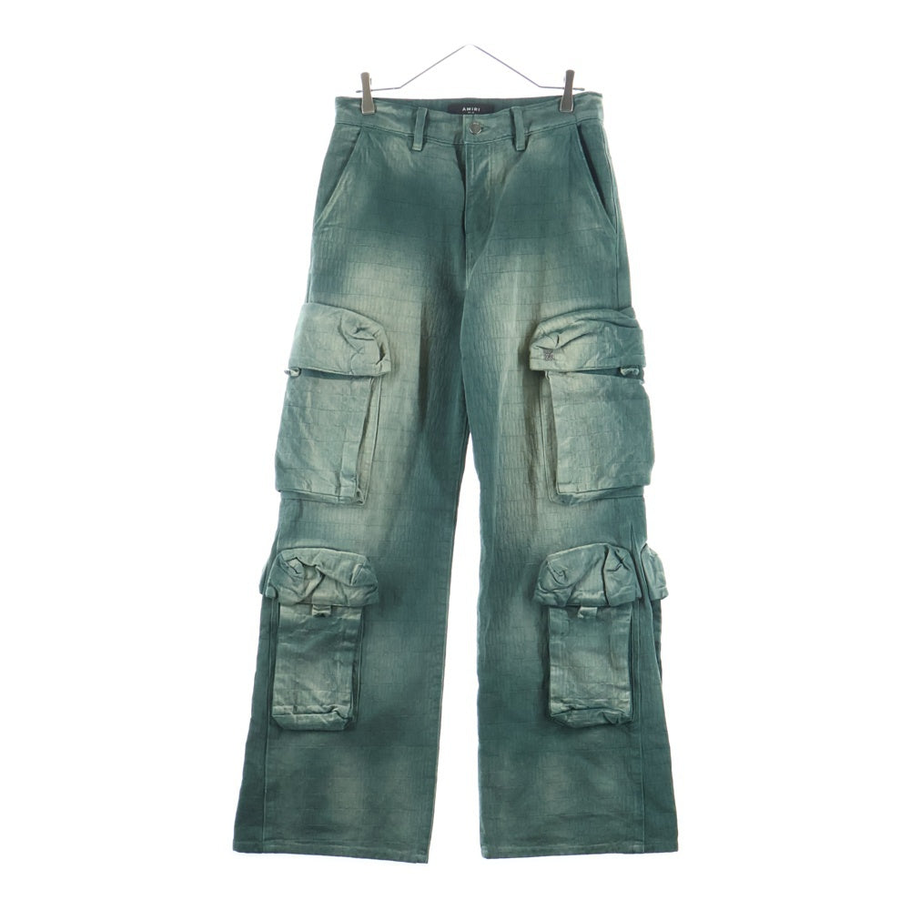 AMIRI(アミリ) 総柄 フェード加工 ワイド カーゴ パンツ グリーン