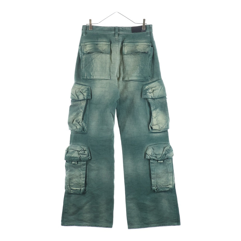 AMIRI(アミリ) 総柄 フェード加工 ワイド カーゴ パンツ グリーン