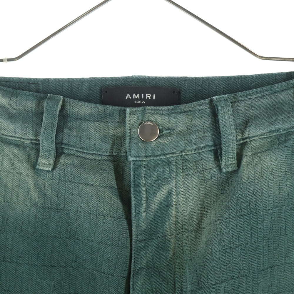 AMIRI(アミリ) 総柄 フェード加工 ワイド カーゴ パンツ グリーン