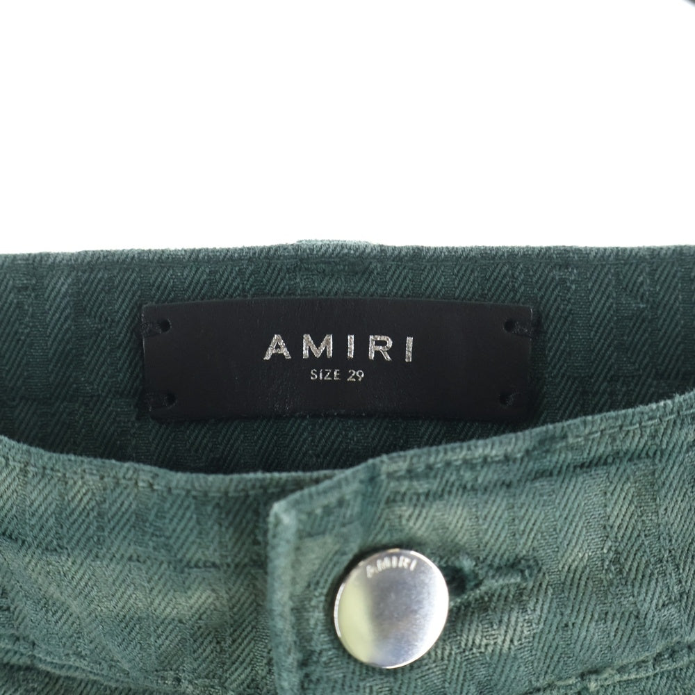 AMIRI(アミリ) 総柄 フェード加工 ワイド カーゴ パンツ グリーン