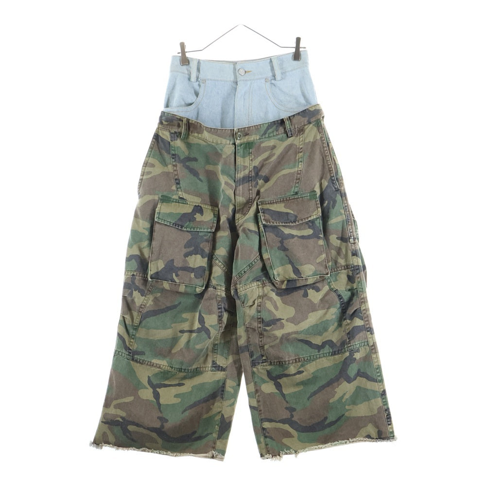 SANKUANZ(サンクアンズ) DOUBLE LAYER WAIST CROPPED PANTS ダブルレイヤー ウエストクロップドパンツ インディゴ/カーキ S25SSUPA0146-OL