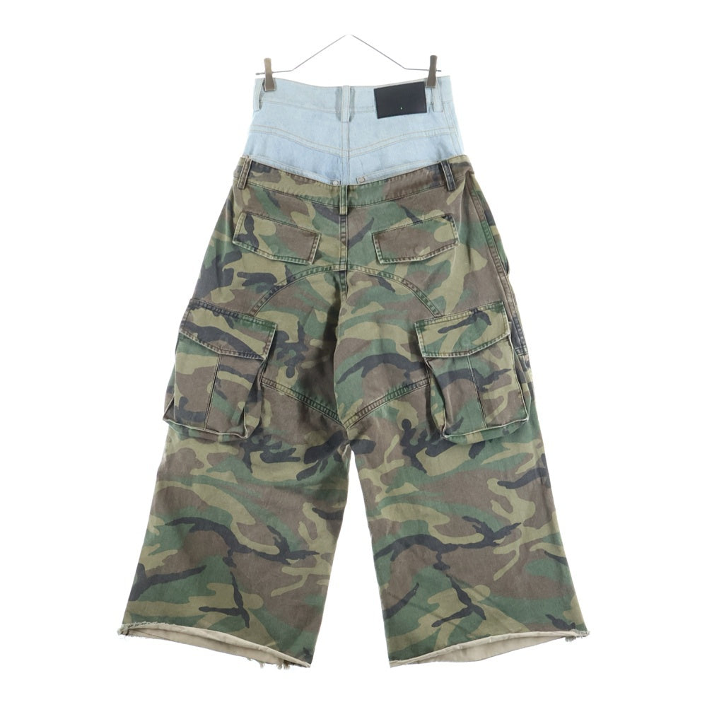 SANKUANZ(サンクアンズ) DOUBLE LAYER WAIST CROPPED PANTS ダブルレイヤー ウエストクロップドパンツ インディゴ/カーキ S25SSUPA0146-OL