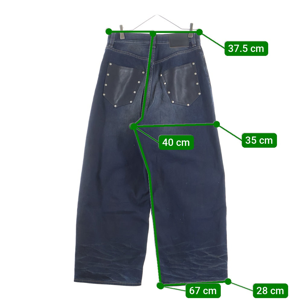 Acne Studios(アクネ ストゥディオズ) FN Darkside Leather Pants ダークサイド レザーポケット バギー パンツ インディゴ B00370