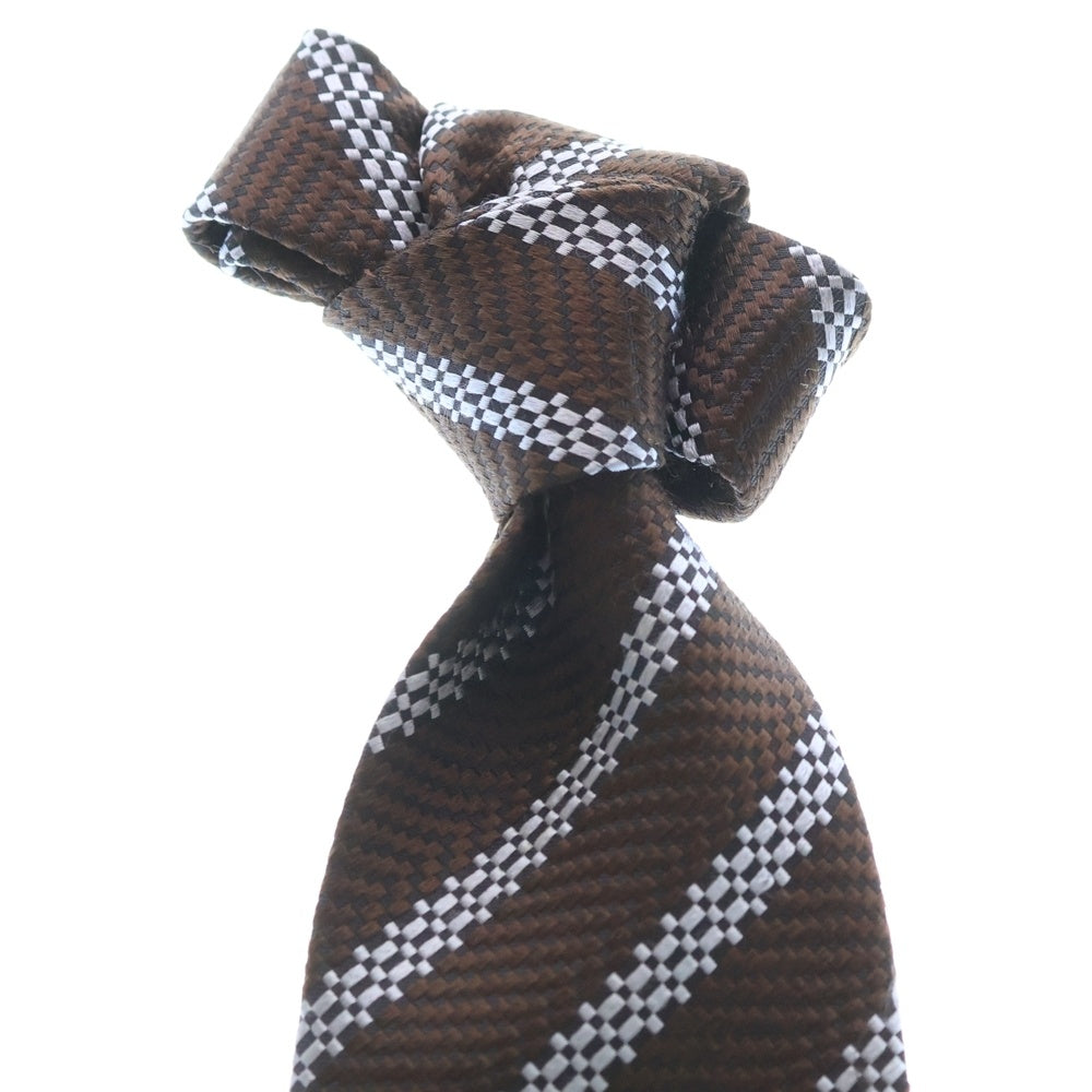 Ermenegildo Zegna(エルメネジルドゼニア) ストライプ柄 シルクネクタイ アクセサリー ブラウン調