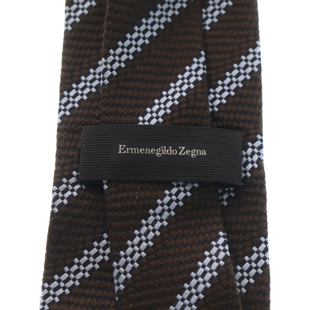 Ermenegildo Zegna(エルメネジルドゼニア) ストライプ柄 シルクネクタイ アクセサリー ブラウン調