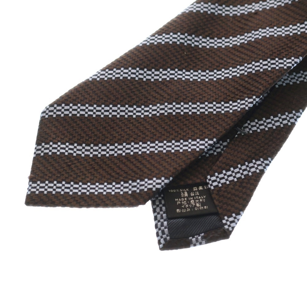 Ermenegildo Zegna(エルメネジルドゼニア) ストライプ柄 シルクネクタイ アクセサリー ブラウン調