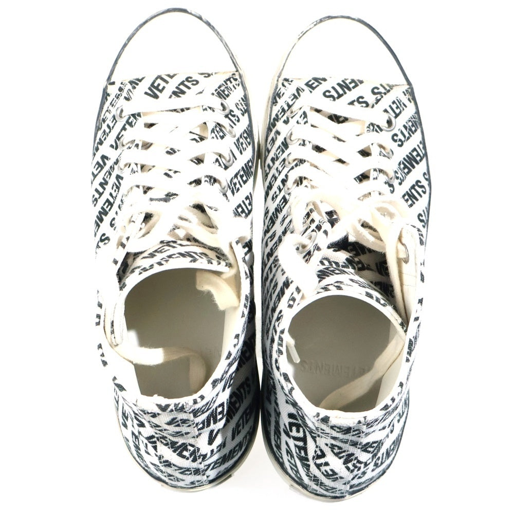 VETEMENTS(ヴェトモン) ロゴ総柄ハイカットスニーカー キャンバス VTCNV1 ブラック/ホワイト