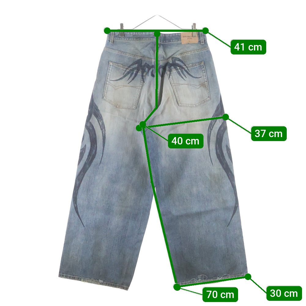 BALENCIAGA(バレンシアガ) 24AW TATTOO BUGGY JEANS タトゥー バギー ジーンズ デニムパンツ インディゴ 809360 TRW77