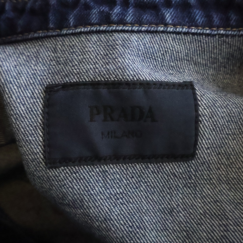 PRADA(プラダ) トライアングルロゴプレート 半袖 デニムシャツ カジュアル インディゴ GEC067 S212 13HO