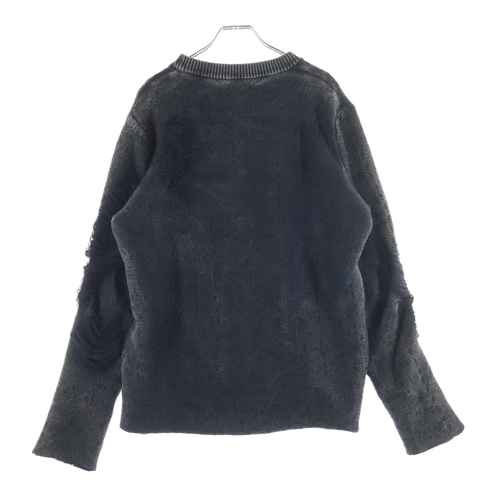 DIESEL(ディーゼル) K-FJORDI-ROUND ダメージ加工クルーネックニット セーター ブラック A21876