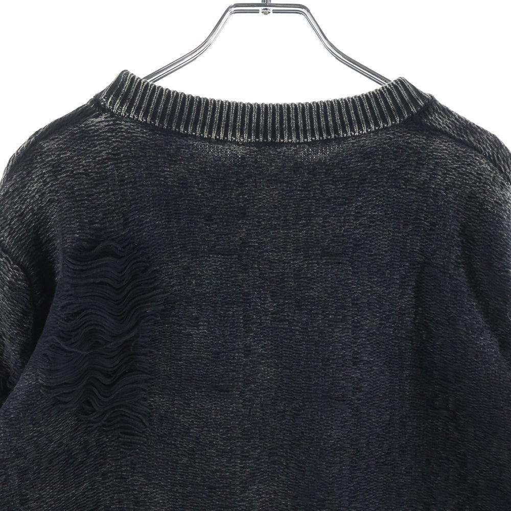 DIESEL(ディーゼル) K-FJORDI-ROUND ダメージ加工クルーネックニット セーター ブラック A21876