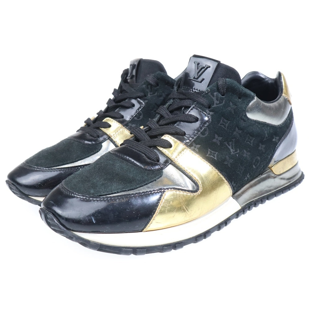 LOUIS VUITTON(ルイヴィトン) ランアウェイ モノグラム パテント スウェードレザー ローカットスニーカー シューズ ブラック/ゴールド レディース