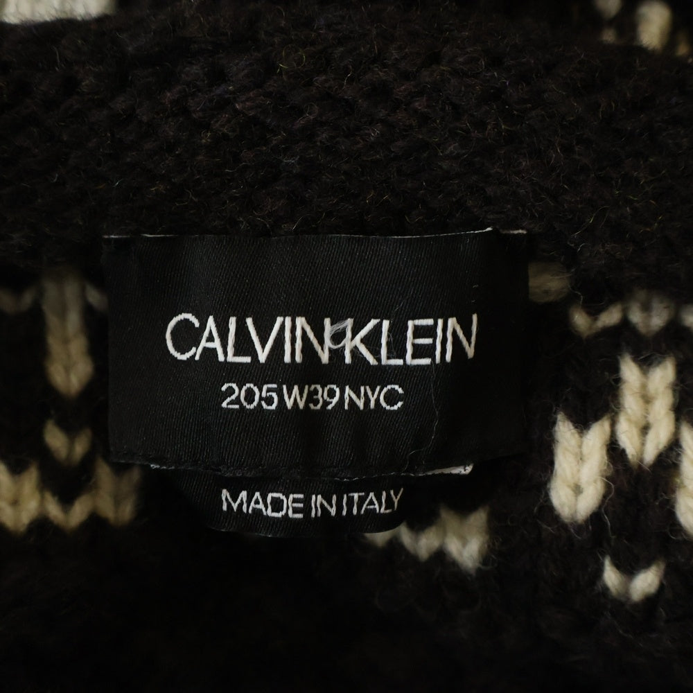 Calvin Klein(カルバンクライン) 205W39NYC オーバーサイズウールセーター ストライプニット ラフシモンズ ブラウン/ホワイト
