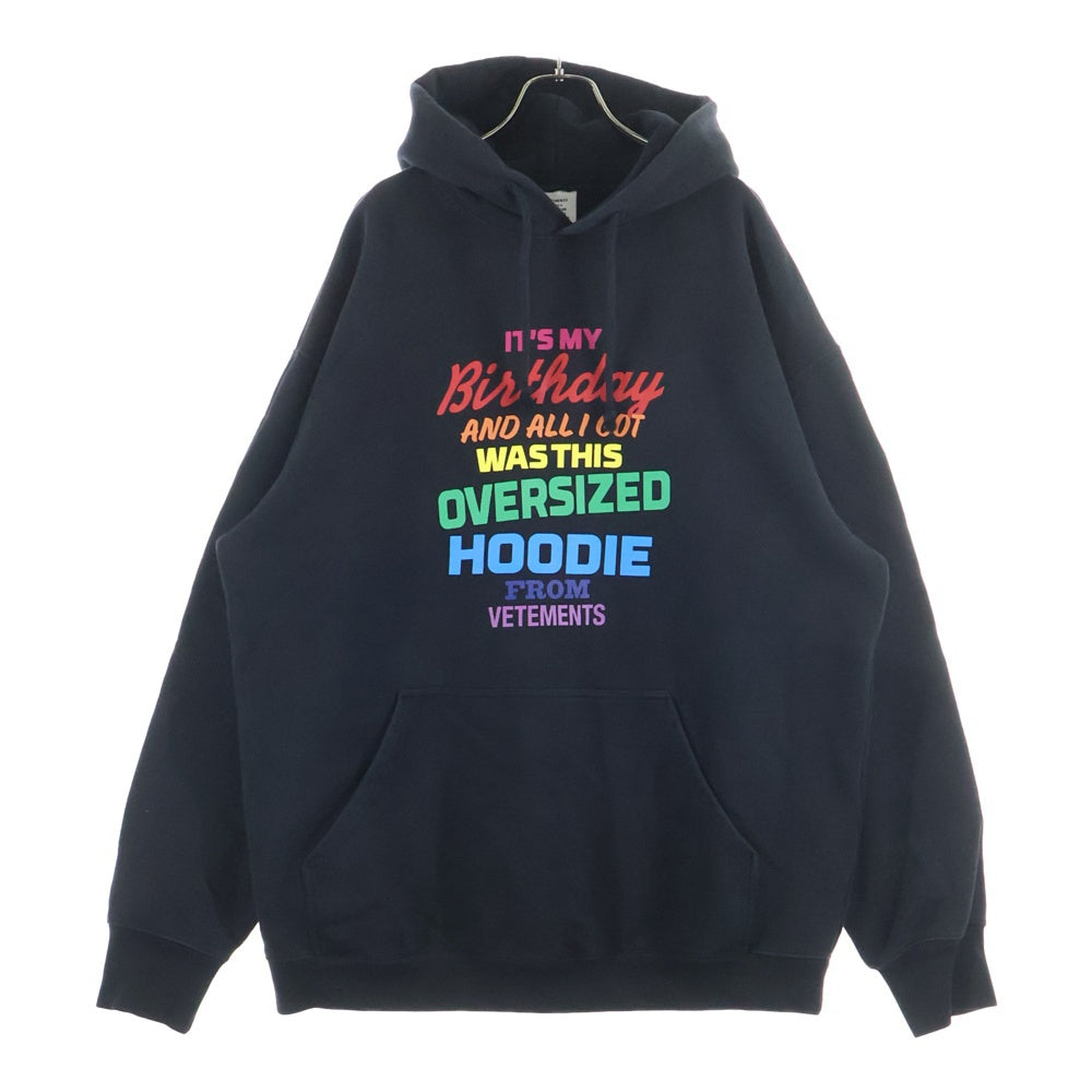 VETEMENTS(ヴェトモン) 19AW Overpriced Birthday Hoodie オーバープライス バースデイフーディ プルオーバーパーカー ブラック UAH20TR745