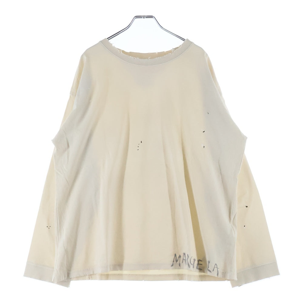 Maison Margiela(メゾンマルジェラ) 24SS ヴィンテージ加工 ラウンドネック 長袖Tシャツ カットソー ベージュ S50GC0696