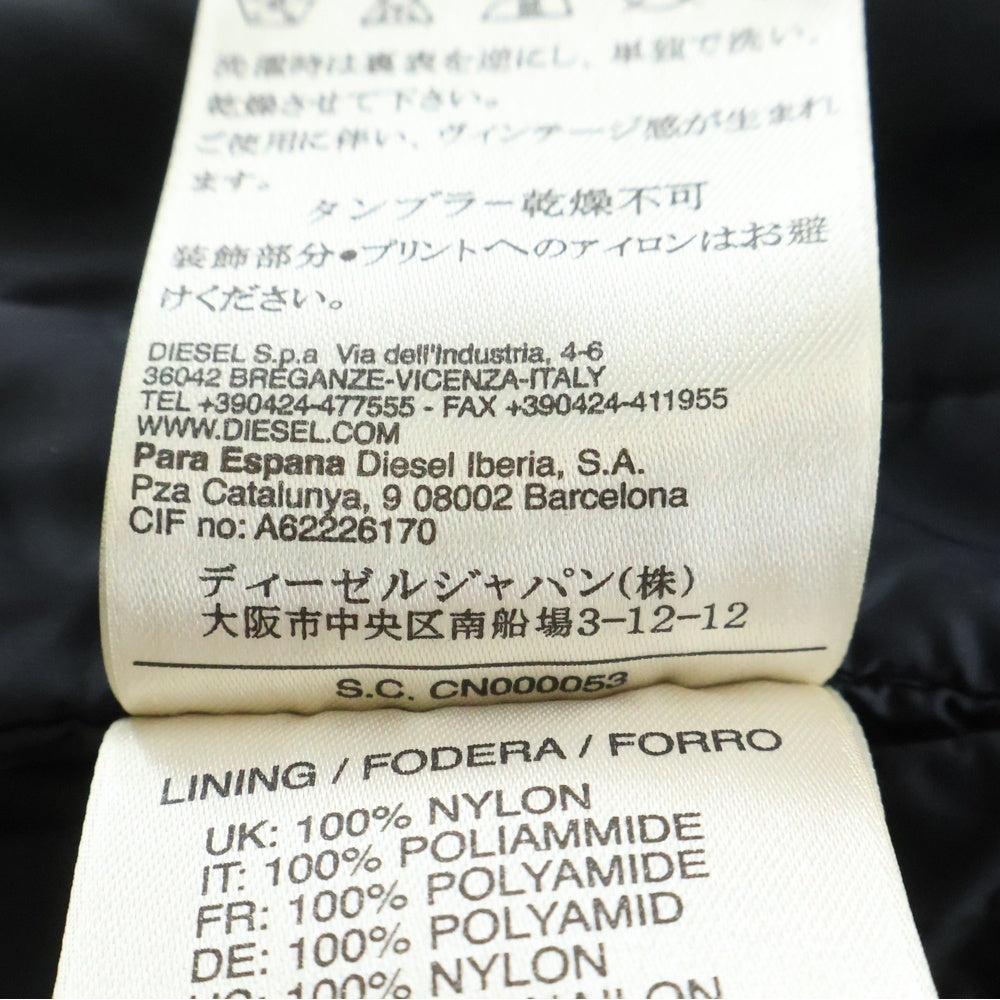 DIESEL(ディーゼル) 中綿入り キルティング ダブルライダースジャケット アウター ブラック