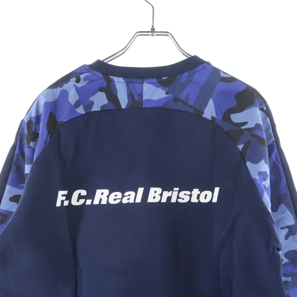 F.C.R.B./F.C.Real Bristol/FCRB(エフシーアールビー/エフシーレアルブリストル) 18AW FCRB SWEAT CREW NECK TOP カモ柄 クルーネック スウェットトレーナー ネイビー