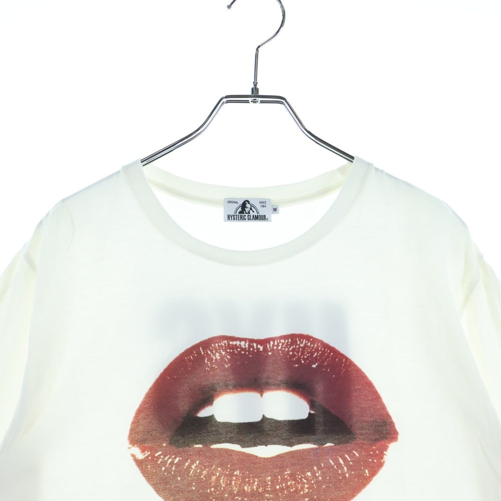 HYSTERIC GLAMOUR(ヒステリックグラマー) フロントロゴ リッププリント 半袖Tシャツ カットソー ホワイト 02182CT34