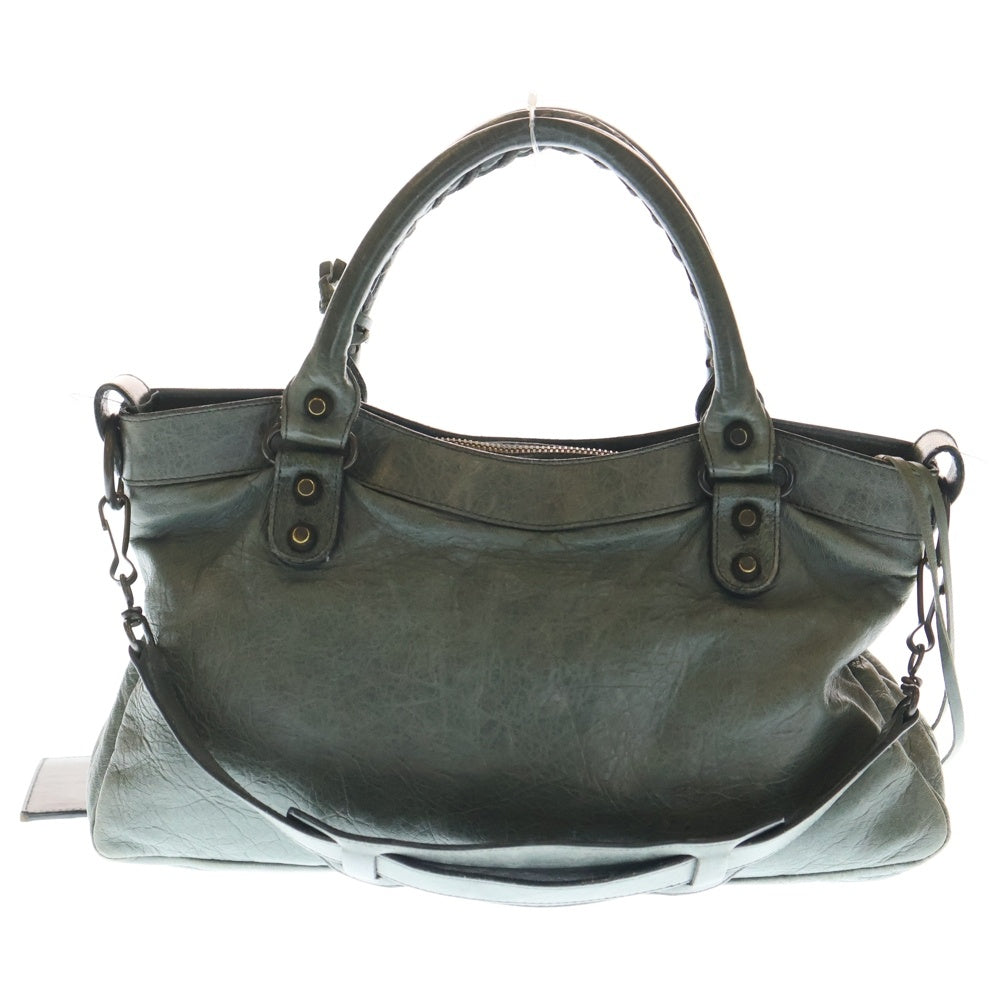 BALENCIAGA(バレンシアガ) ザ ファースト 2WAYバッグ ハンドバッグ ショルダーバッグ グリーン レザー 103208 ゴールド金具