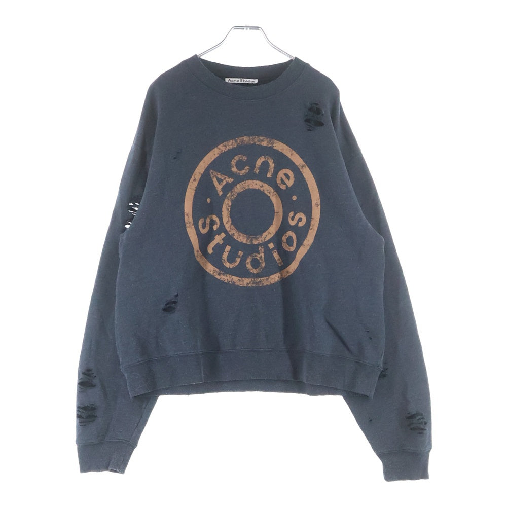 Acne Studios(アクネ ストゥディオズ) 25SS ロゴプリント スウェットクルーネックシャツ グレー FN-UX-SWEA000044