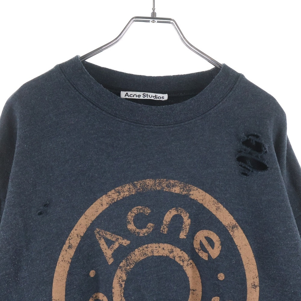 Acne Studios(アクネ ストゥディオズ) 25SS ロゴプリント スウェットクルーネックシャツ グレー FN-UX-SWEA000044