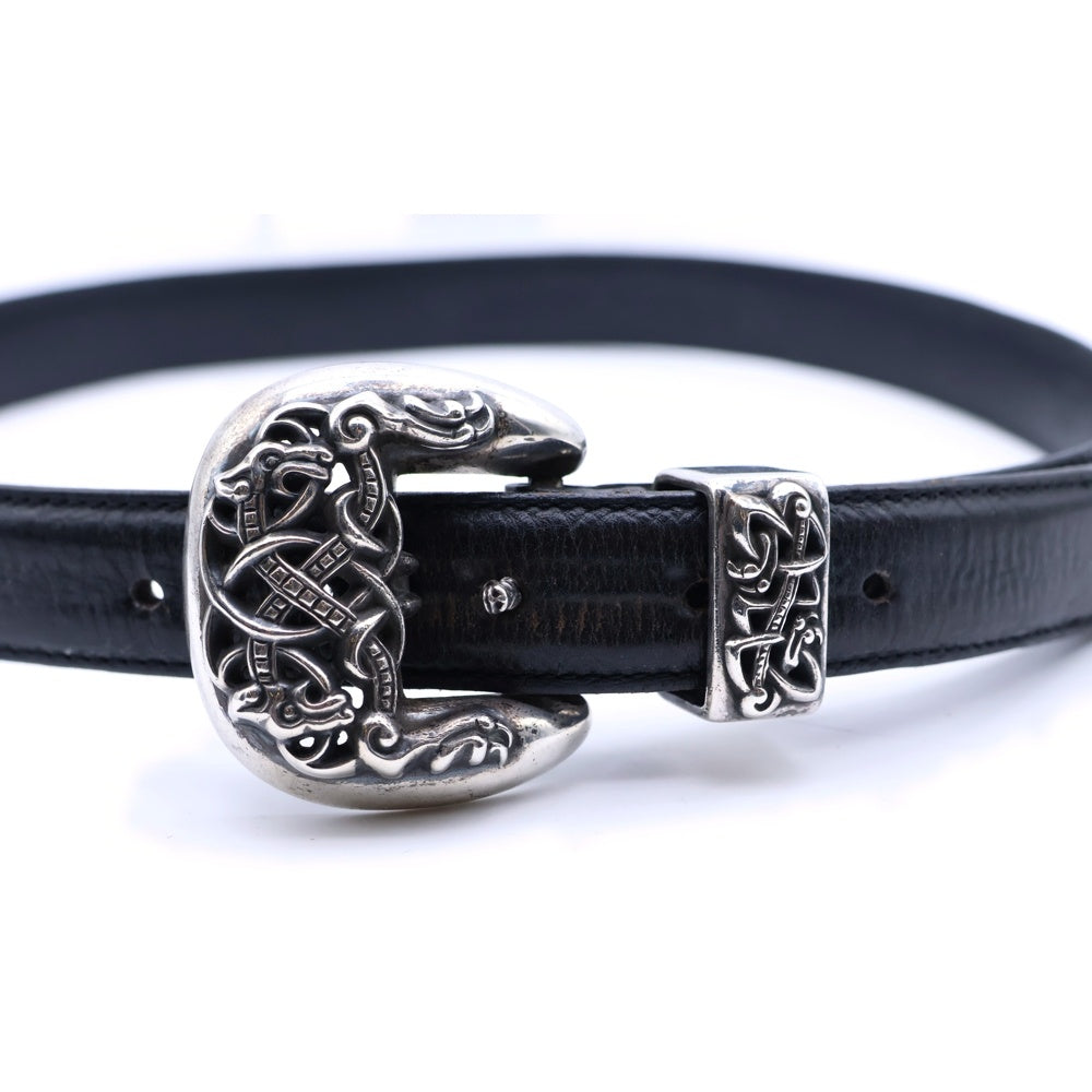 CHROME HEARTS(クロムハーツ) BLT CLT 3PC ケルティック3PC レザーベルト ブラック/シルバー