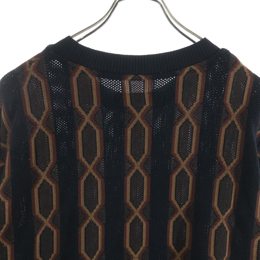 WACKO MARIA(ワコマリア) 24SS STRIPED JACQUARD KNIT SWEATER ストライプジャガードニット クルーネックセーター 厚手 ブラック/ブラウン
