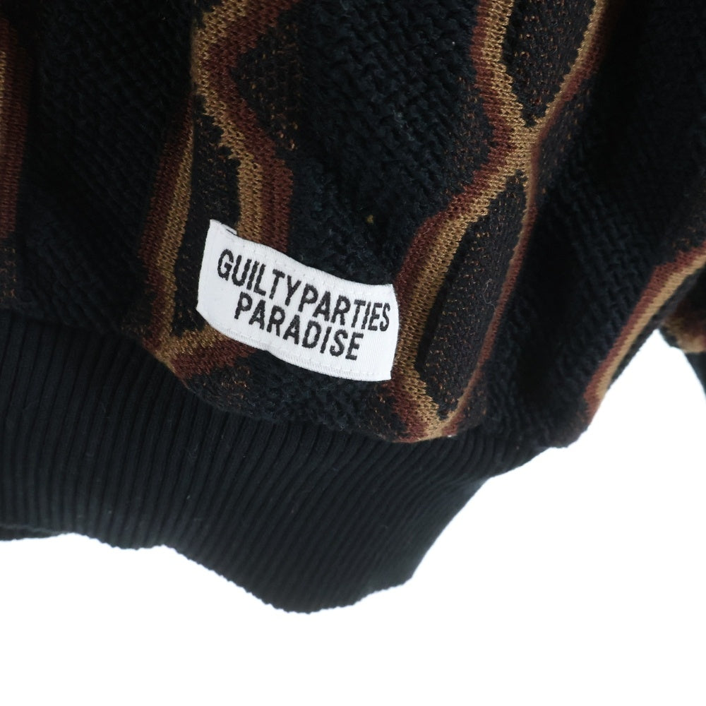 WACKO MARIA(ワコマリア) 24SS STRIPED JACQUARD KNIT SWEATER ストライプジャガードニット クルーネックセーター 厚手 ブラック/ブラウン