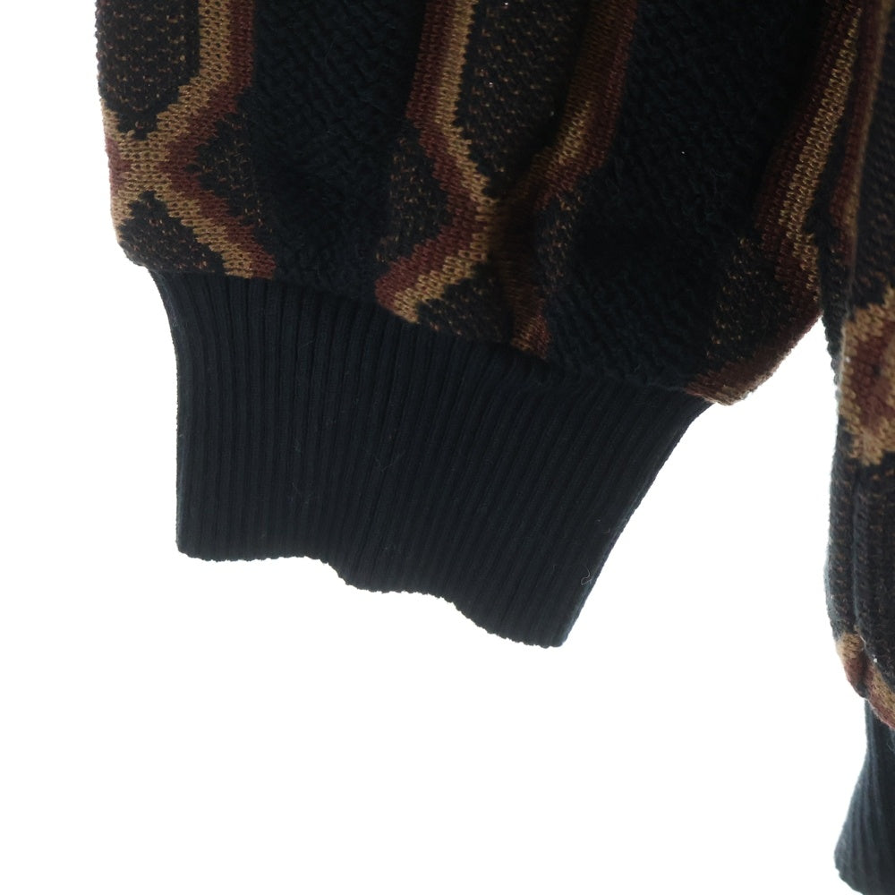 WACKO MARIA(ワコマリア) 24SS STRIPED JACQUARD KNIT SWEATER ストライプジャガードニット クルーネックセーター 厚手 ブラック/ブラウン