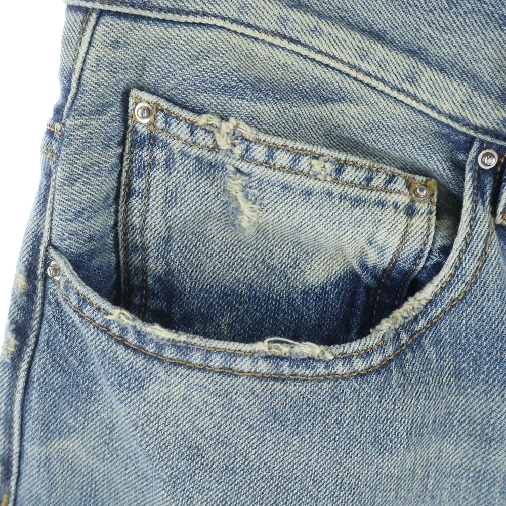 AMIRI(アミリ) 25SS MA QUAD EMBROIDERED FLARE / IND ロゴ刺繍 フレアダメージデニムパンツ インディゴ