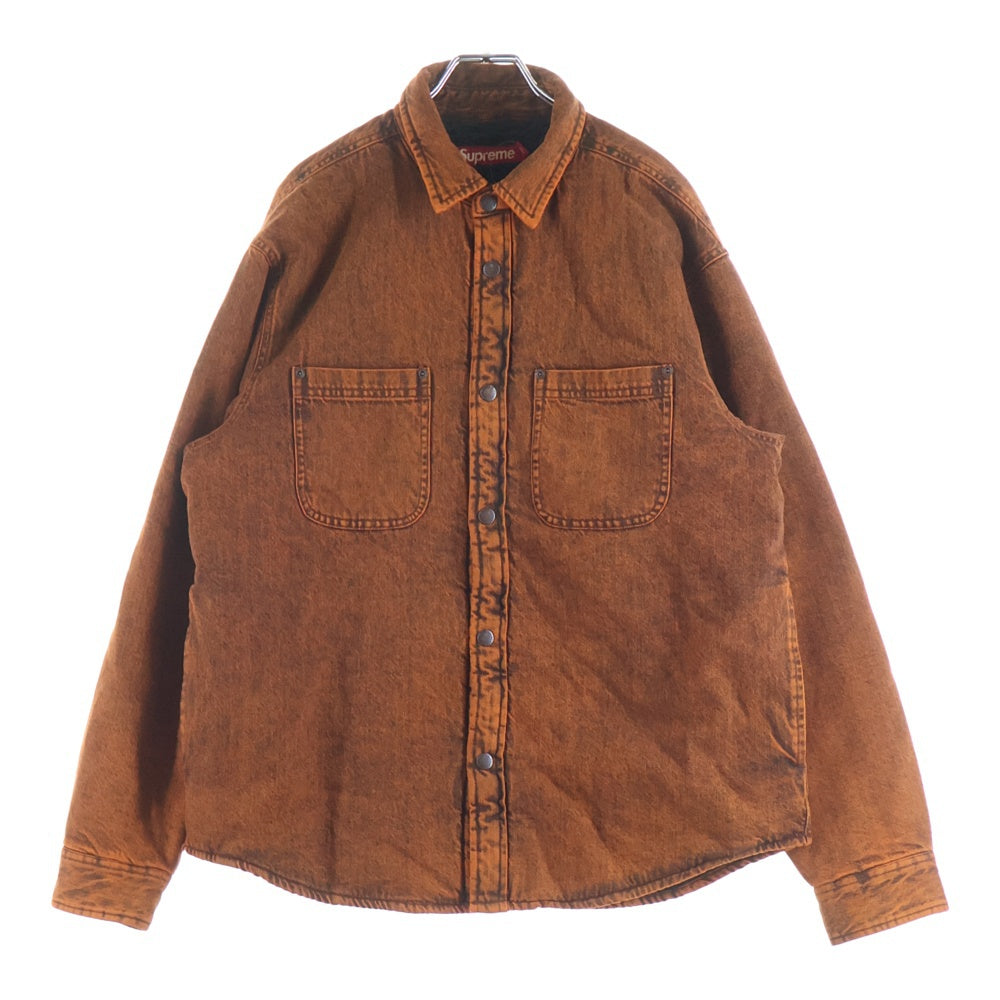 SUPREME(シュプリーム) 25AW Faux Shearling Lined Work Shirt フェイクシアリング ロゴエンブロイダリー ワークジャケット デニムシャツ オレンジ