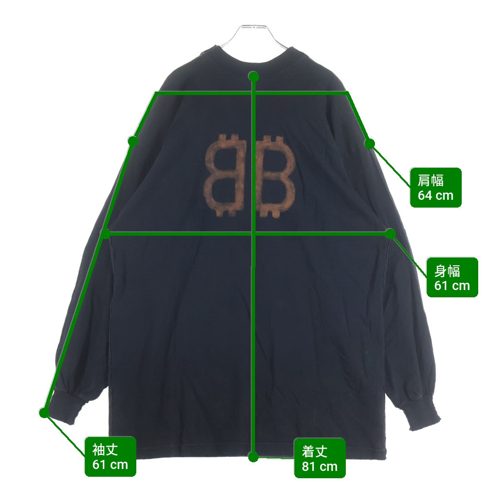 BALENCIAGA(バレンシアガ) 24AW ZL/S Double Front T-Shirts パリムーンプリント ロングスリーブ 長袖Tシャツカットソー ブラック 791613 TQVY2