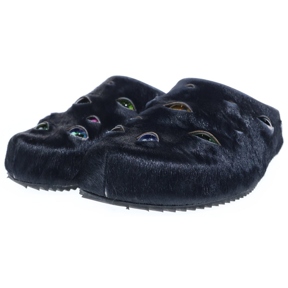 NO BRAND(ノーブランド) 【ESENES Bravest Studio】 EYeball Mules アイボールミュール ハラコ サンダル シューズ ブラック