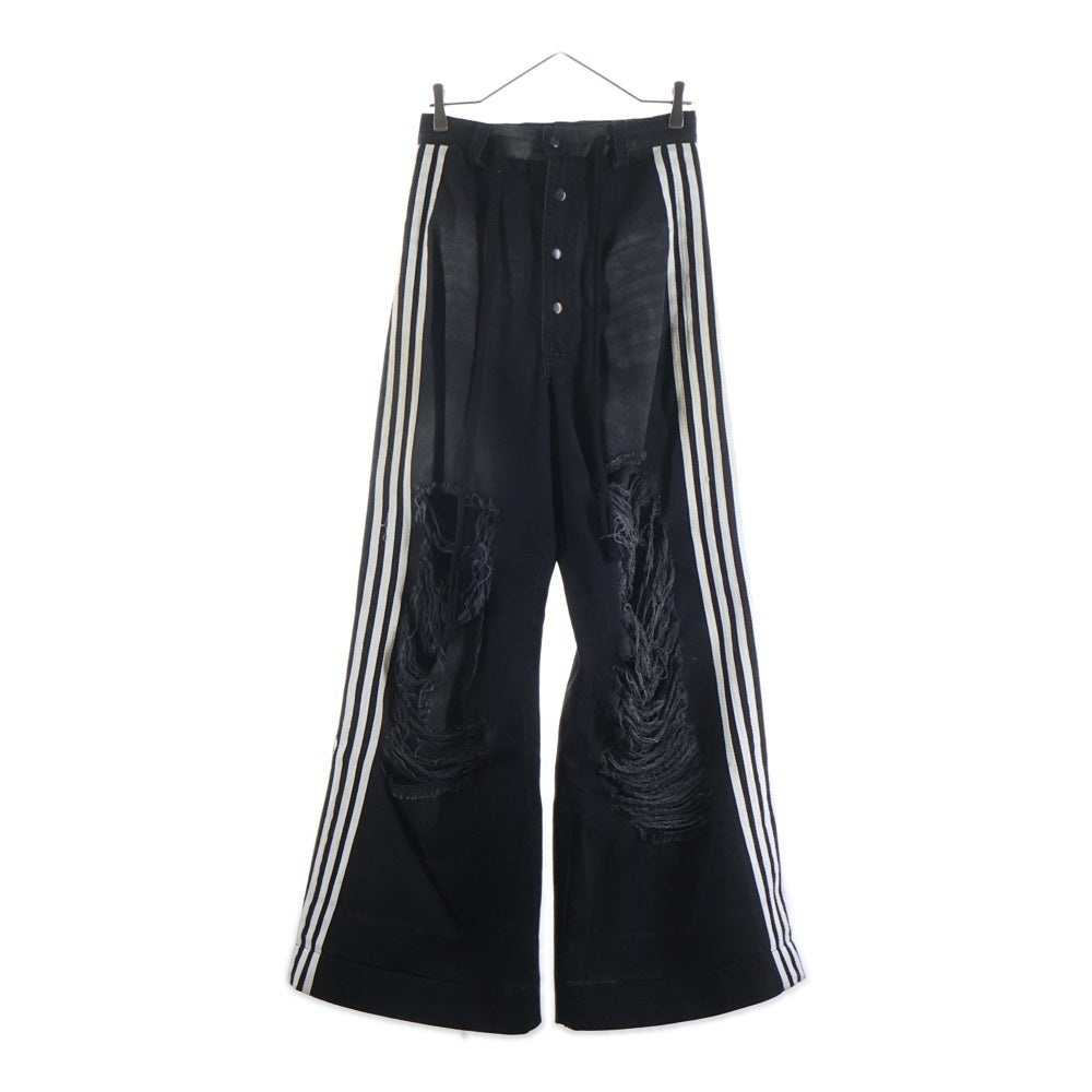YORI SPORT(ヨリ スポーツ) dasyori 5 Stripe Denim 5ストライプデニムパンツ ダメージ加工 バギーデニムパンツ ブラック