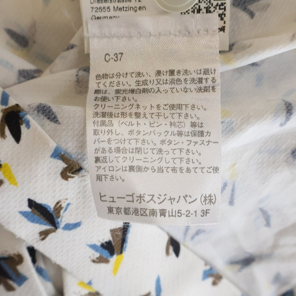 HUGO BOSS(ヒューゴボス) カジュアルスリムフィットシャツ 総柄 半袖シャツ ホワイト