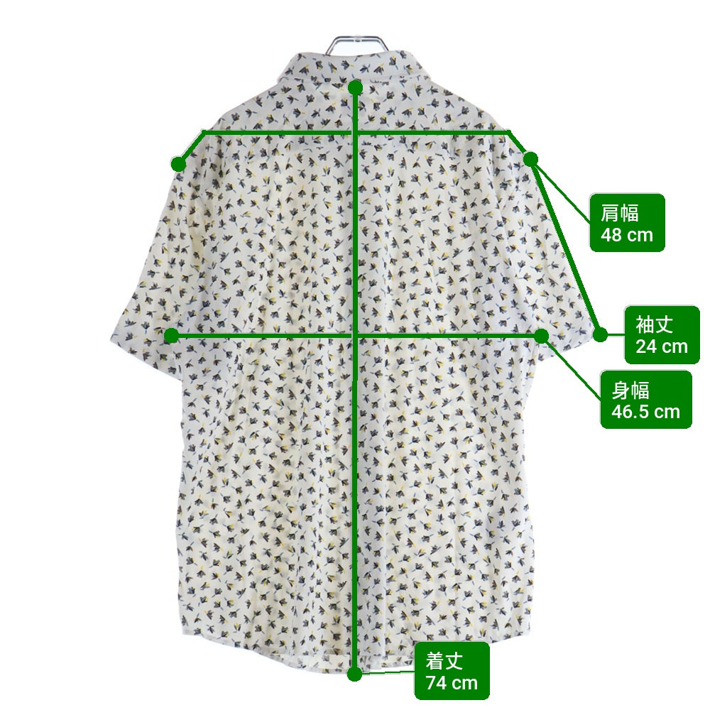 HUGO BOSS(ヒューゴボス) カジュアルスリムフィットシャツ 総柄 半袖シャツ ホワイト