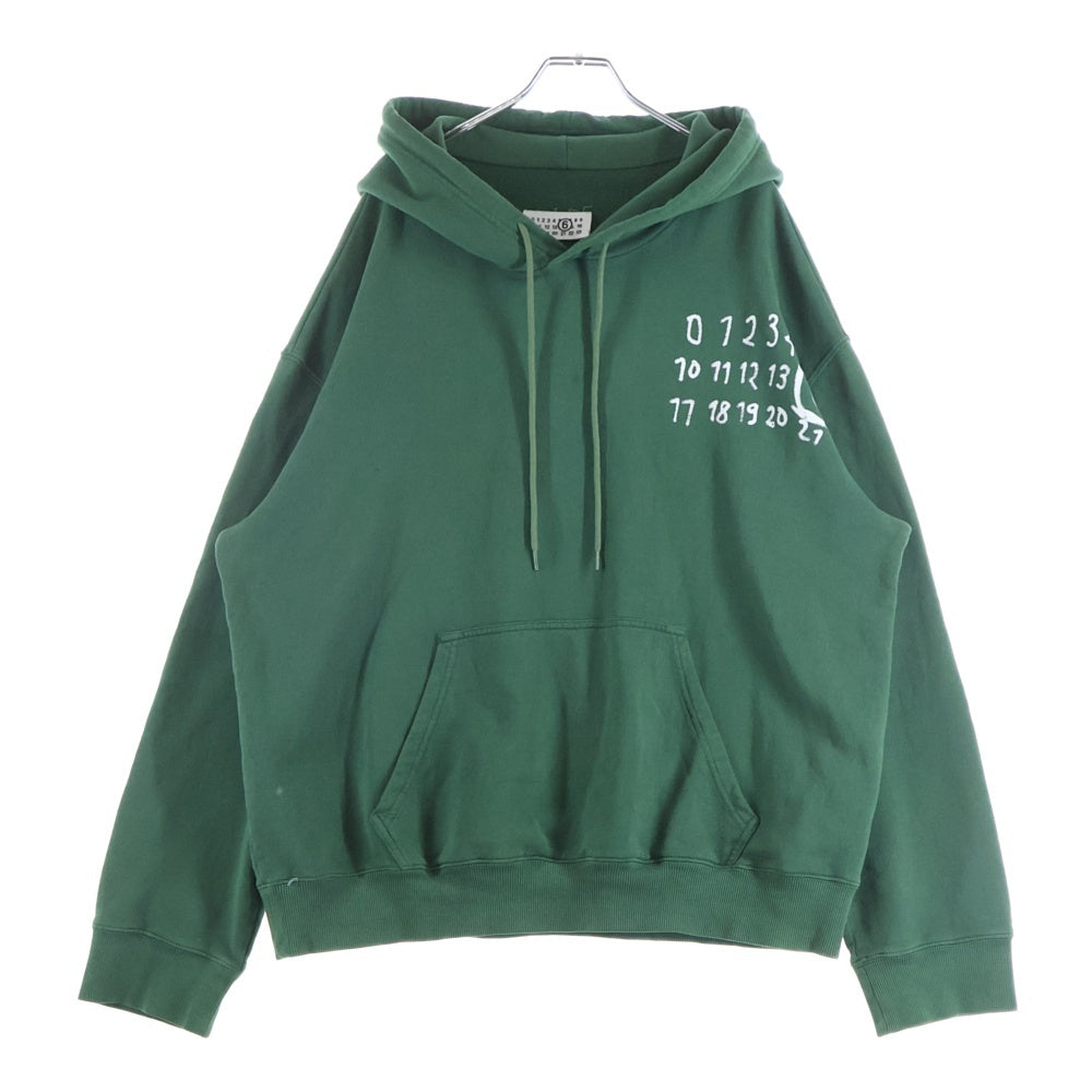 MM6 Maison Margiela(エムエムシックスメゾンマルジェラ) オーバーサイズ ロゴプリントプルオーバーパーカー グリーン SH2GU0012 M25004