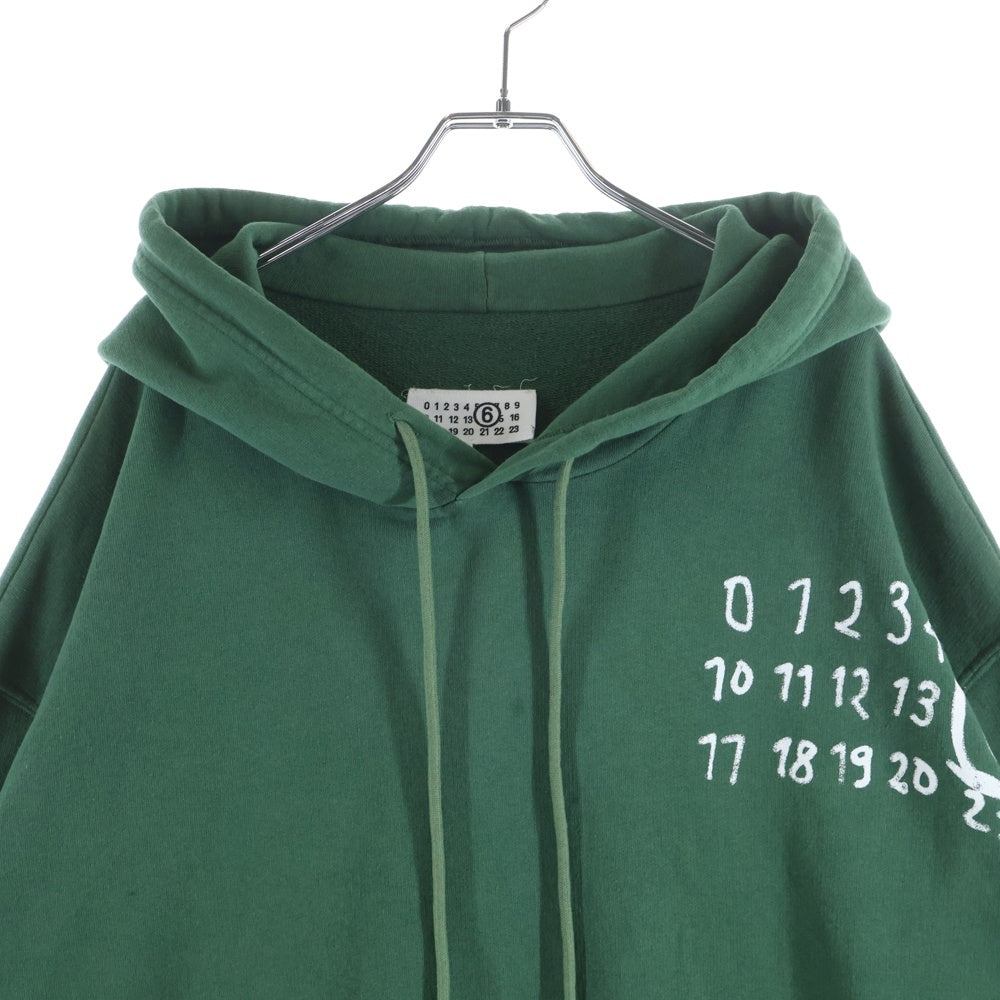 MM6 Maison Margiela(エムエムシックスメゾンマルジェラ) オーバーサイズ ロゴプリントプルオーバーパーカー グリーン SH2GU0012 M25004
