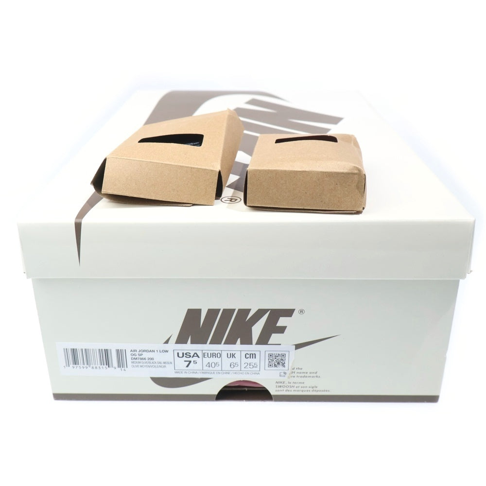 NIKE(ナイキ) ×TAVIS SCOTT AIR JORDAN1 LOW OG SP トラヴィス スコット エアジョーダン1 リバースオリーブ DM7866-200 ローカットスニーカー ホワイト/カーキ US7.5/25.5cm