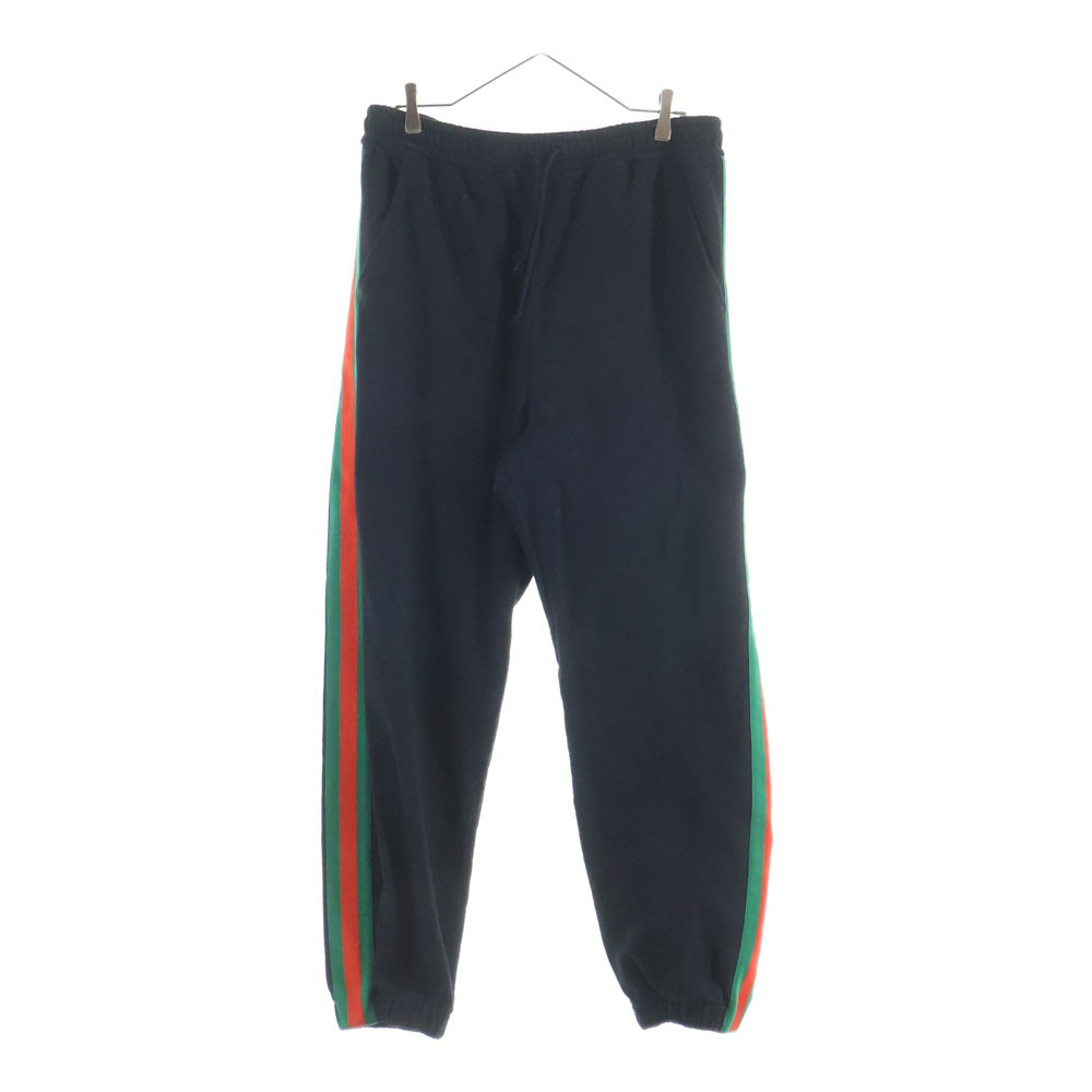 GUCCI(グッチ) 21SS×THE NORTH FACE ザ ノースフェイス サイドシェリーラインロゴプリントスウェットパンツ ブラック 657490 XJDIP