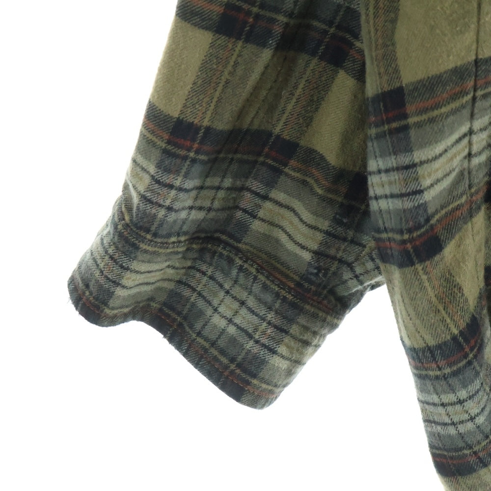 BALENCIAGA(バレンシアガ) 24AW PARIS LIBERTY L/S LAYERED SHIRT パリ リバティ‐ レイヤード ダメージ加工 カットソードッキングヴィンテージチェック長袖シャツ 794656 TQM20 カーキ