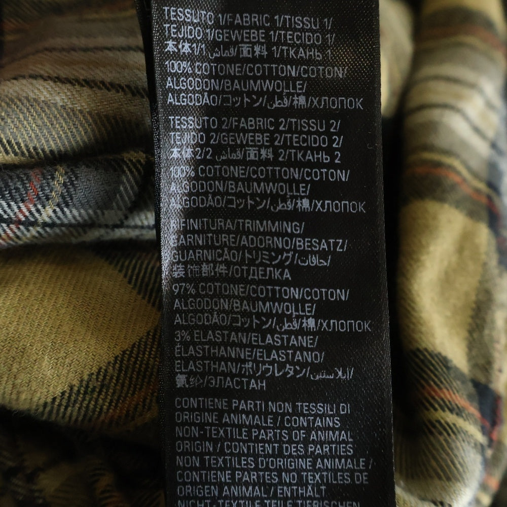 BALENCIAGA(バレンシアガ) 24AW PARIS LIBERTY L/S LAYERED SHIRT パリ リバティ‐ レイヤード ダメージ加工 カットソードッキングヴィンテージチェック長袖シャツ 794656 TQM20 カーキ